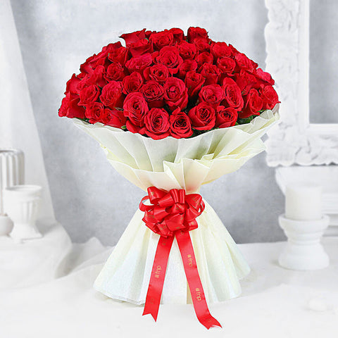 Best Wishs Red Roses Bouquet